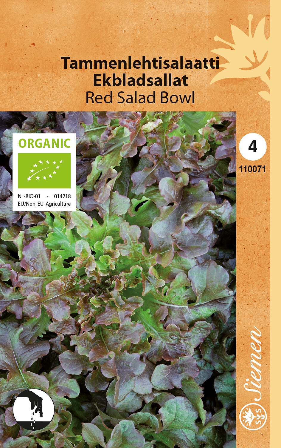 Tammenlehtisalaatti ’Red Salad Bowl’ luomusiemen