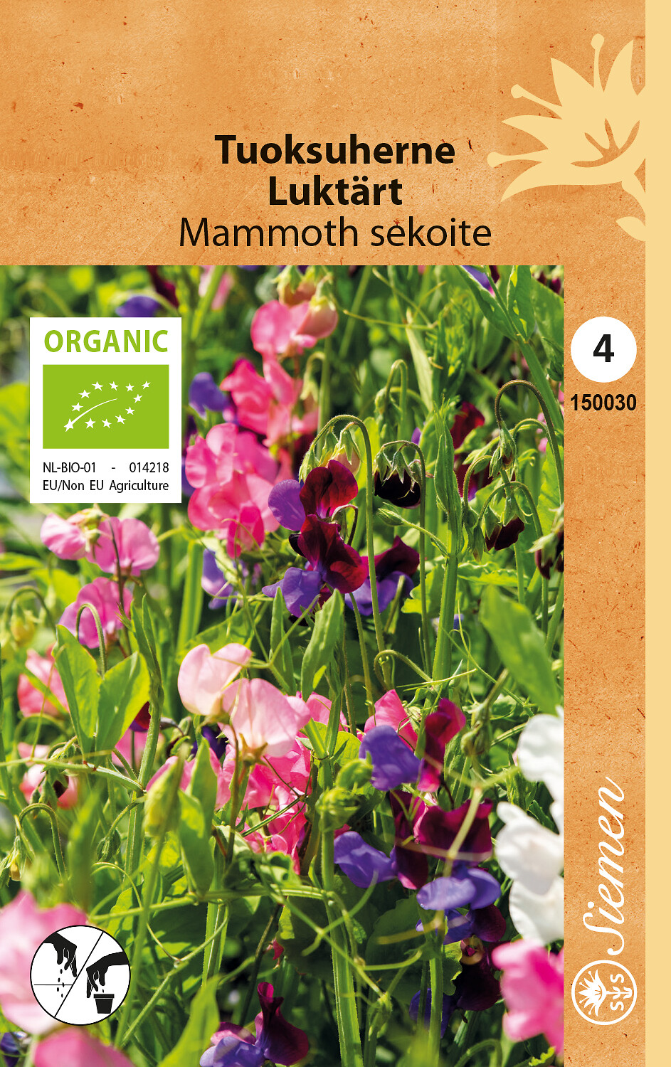 Tuoksuherne ’Mammoth sekoite’ luomusiemen